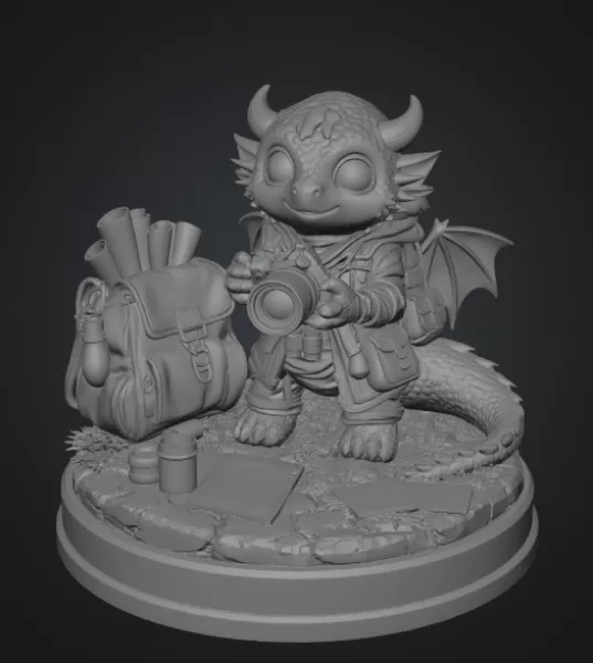 Cute Camera Baby Dragon STL File for 3D Print - Model preview 8
