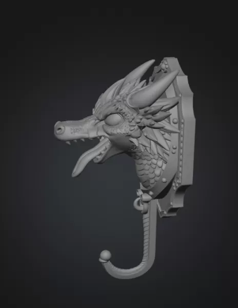 Dragon Wall Hook – STL File for 3D Printing - Model preview 9