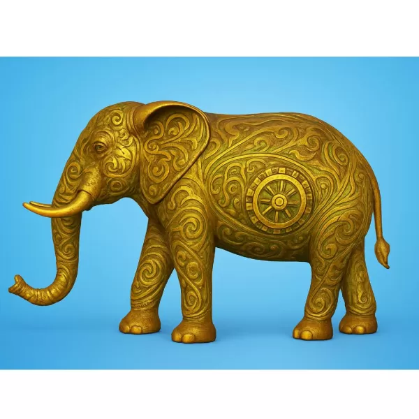 Ornamental Elephant with Intricate Engravings - Model preview 1