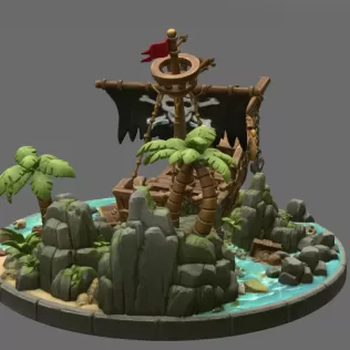 Pirate Treasure Island Shipwreck STL File for 3D Print - Model thumbnail 10