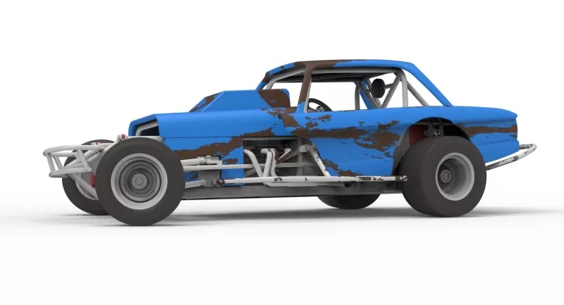 Vintage Dirt Modified stock car V10 while turning Scale 1:25 - Model preview 2