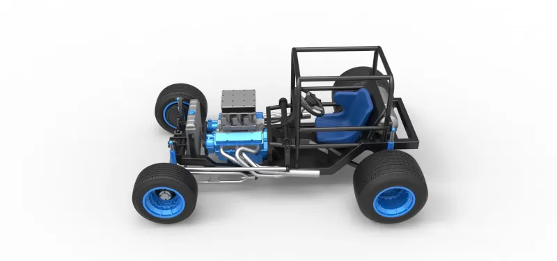 Vintage Dirt Supermodified stock car Base Scale 1:25 - Model preview 10