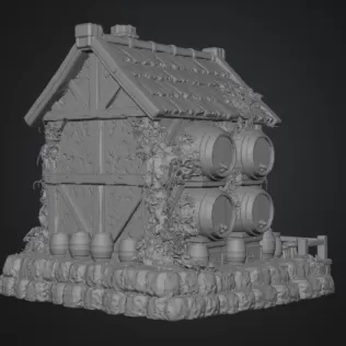 Fantasy Wine Cottage – Medieval Vineyard House STL for 3D Printi - Model thumbnail 11