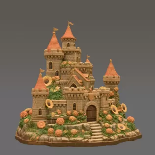 Sunflower Fantasy Castle STL File for 3D Print - Model thumbnail 12