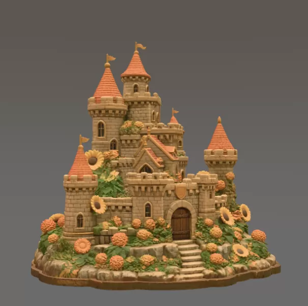 Sunflower Fantasy Castle STL File for 3D Print - Model preview 12