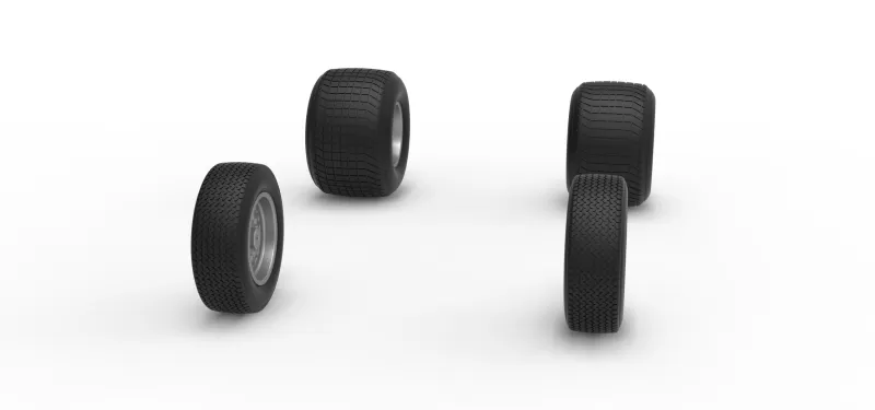 Wheel Set of Vintage Dirt Silver Crown Car Scale 1:25 - Model preview 3