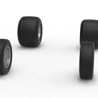 Wheel Set of Vintage Dirt Silver Crown Car Scale 1:25 - Model thumbnail 3