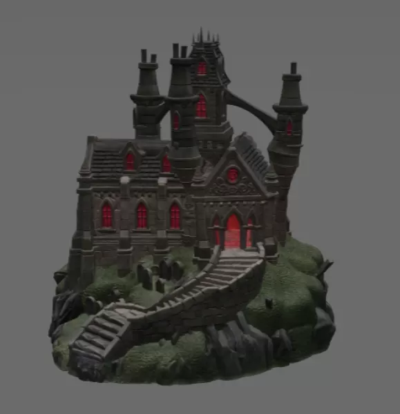 Shadowspire Gothic Manor STL File for 3D Print - Model preview 5