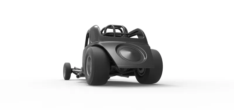 Front engine old school dragster with shell V11 Scale 1:25 - Model preview 15