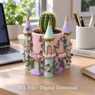 Rose Princess Castle Planter STL File for 3D Print - Model thumbnail 5