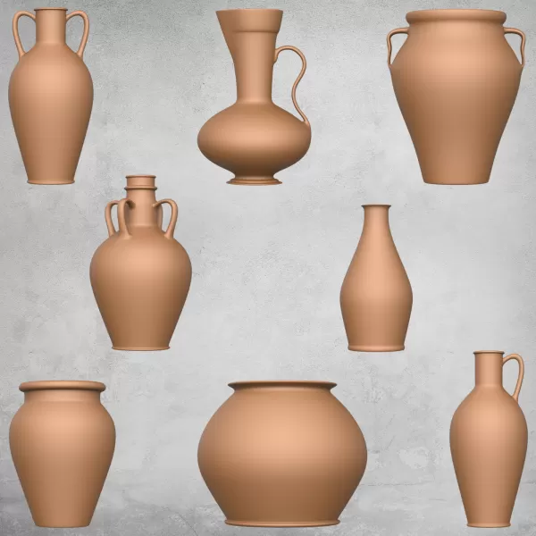Pottery Vessel Collection (8 Pottery Vessels) - Model preview 1