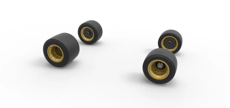 Wheel set of Vintage Asphalt Supermodified stock car 1:25 - Model preview 10