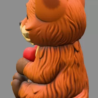 Adorable fox / forest creature figurine holding a heart pendant - Model thumbnail 3