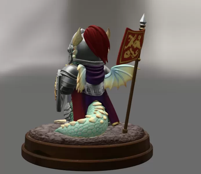 Cute Fantasy Warrior Dragon STL File for 3D Printing - Model preview 5