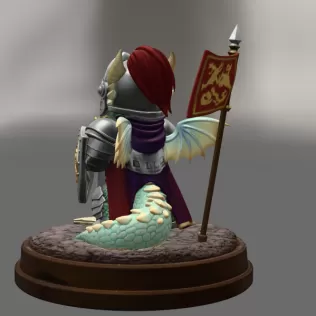 Cute Fantasy Warrior Dragon STL File for 3D Printing - Model thumbnail 5