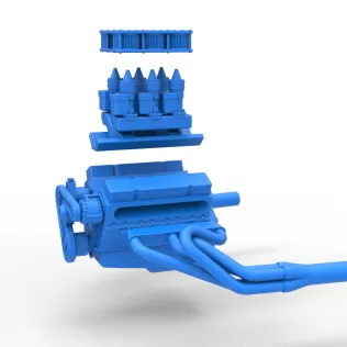 Engine of Vintage Supermodified stock car V3 Scale 1:25 - Model thumbnail 16