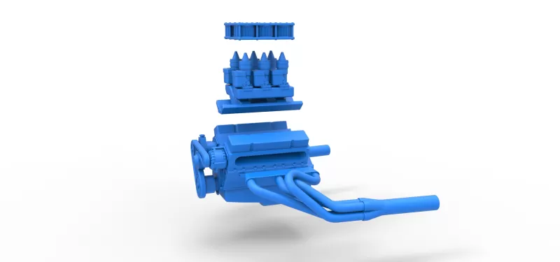 Engine of Vintage Supermodified stock car V3 Scale 1:25 - Model preview 16