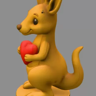 Kangaroo with Heart — Detailed Kangaroo Pendant / Figurine - Model thumbnail 3