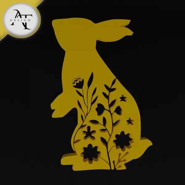 Easter bunny - Silhouette - 2D Wall Art Decor - Model preview 1