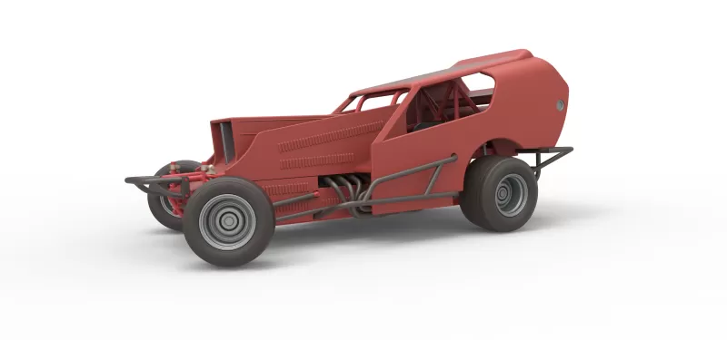 Vintage Dirt Modified stock car Version 4 while turning 1:25 - Model preview 1