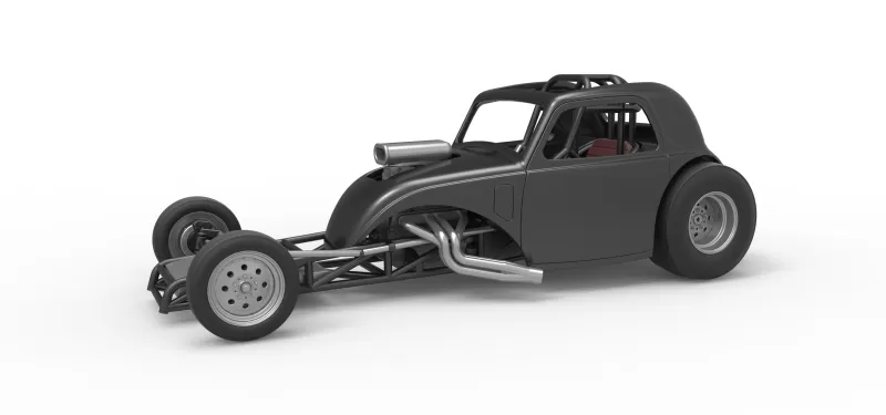 Front engine old school dragster with shell V11 Scale 1:25 - Model preview 1