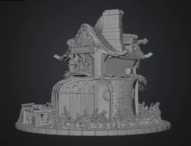 Lavender Witch Apothecary Cottage STL File for 3D Print - Model preview 14
