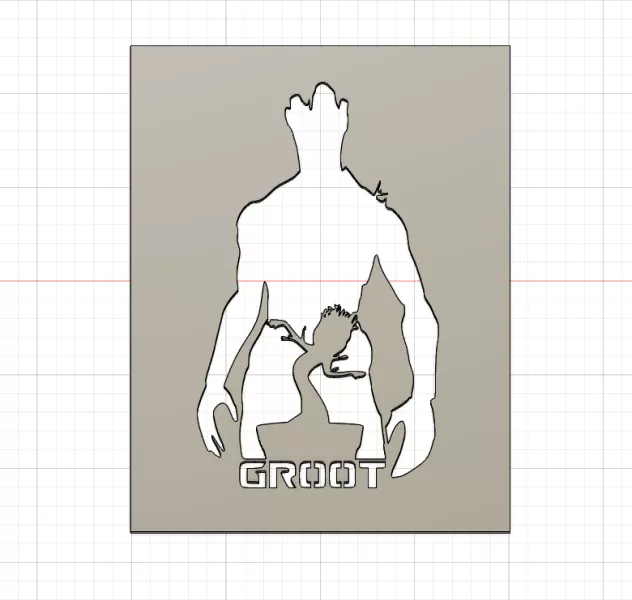 Silhouette Groot - Marvel Wall Art - Model preview 1