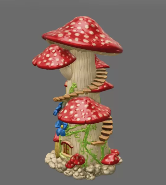 Enchanted Mushroom Tower STL File 3D Printable Fantasy Fairy Hou - Model preview 4
