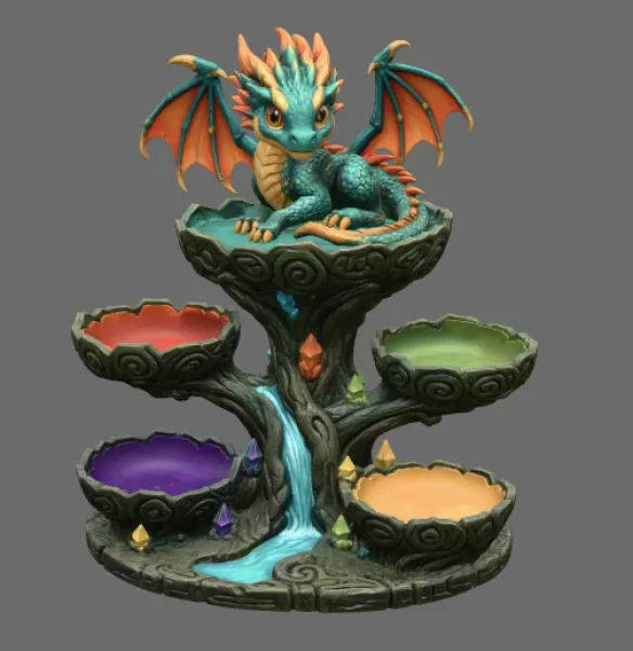 Baby Dragon Organizer Tree STL File for 3D Print - Model preview 5