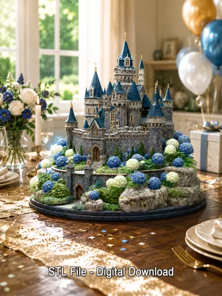 🏰 Enchanted Blue Castle STL File for 3D Print - Model preview 1