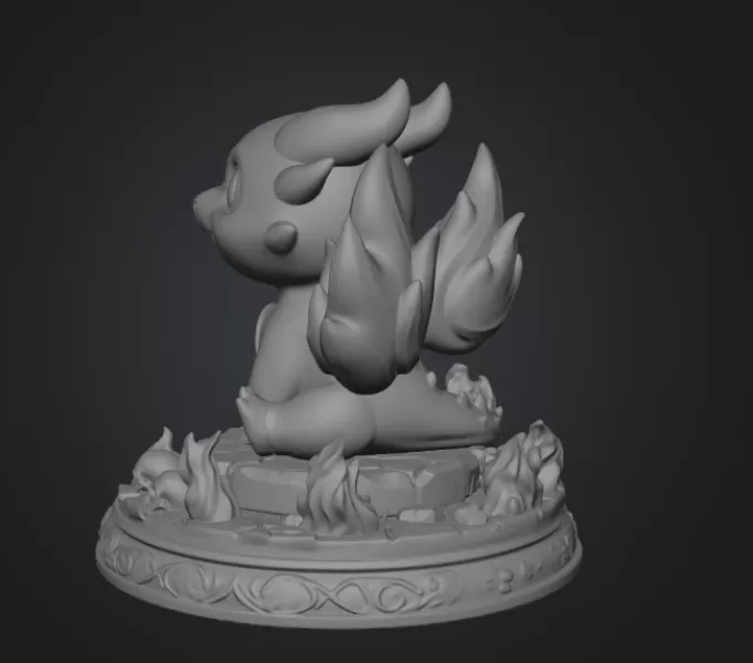 Fire Baby Dragon STL File 3D Printable Cute Fire Dragon Figurine - Model preview 10