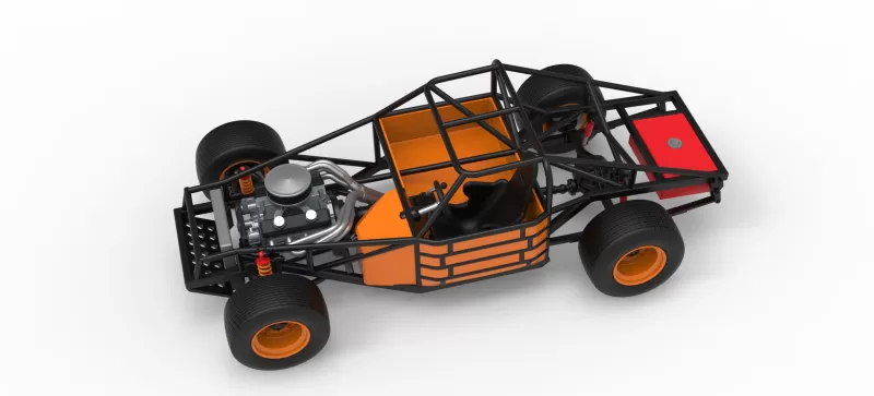 Vintage Dirt late model Race car Base Version 3 Scale 1:25 - Model preview 4