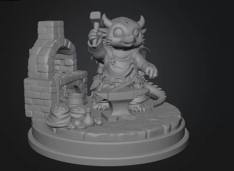 Blacksmith Dragon STL File for 3D Print - Model preview 12