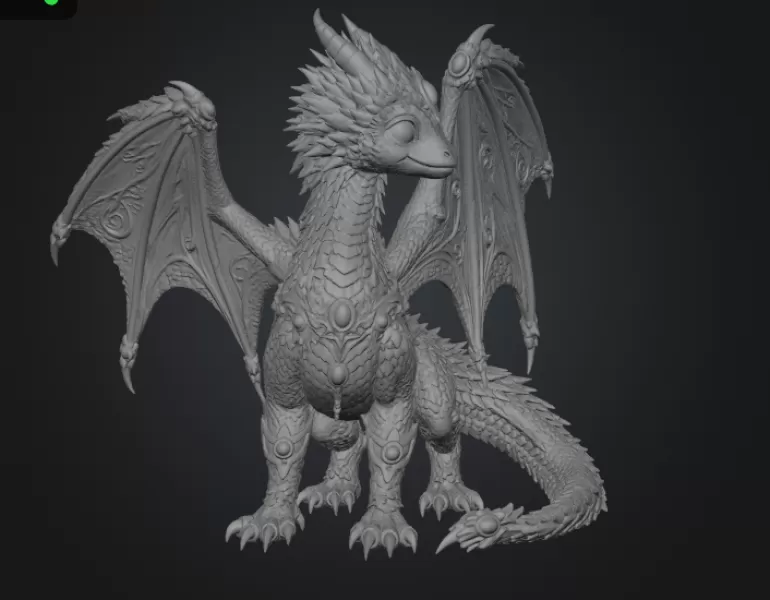 Royal Crimson Dragon STL File for 3D Print - Model preview 12