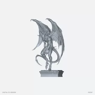 Winged Demon on Plinth - 100 mm STL - Model thumbnail 2