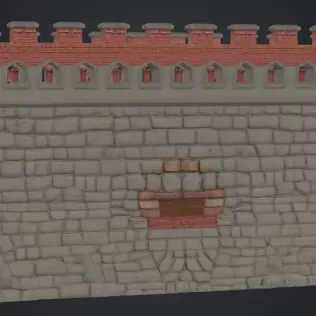 Mauer mit schiessschadten - Model thumbnail 3