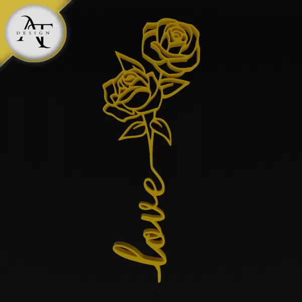 Love - Line Art - 2D Wall Art Decor - Model preview 1