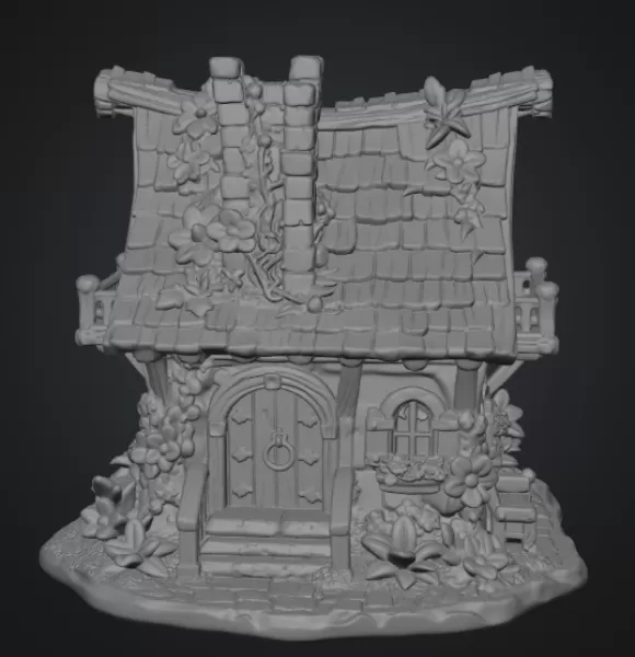 Enchanted Bloom Cottage STL File for 3D Printing - Model preview 9