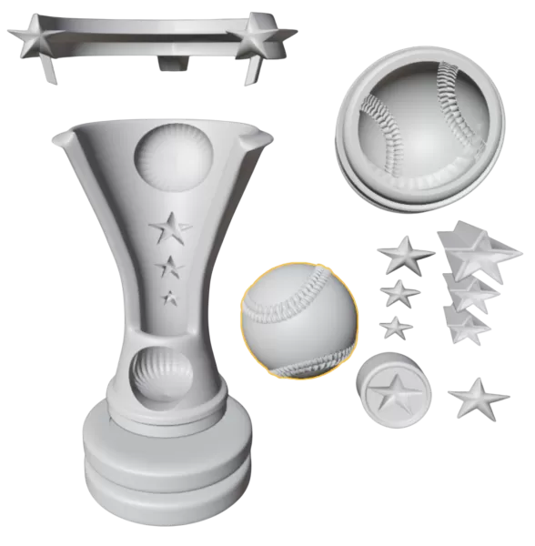 Premium 3D Printable Baseball Trophy Files Ready 3D print model - Model preview 13