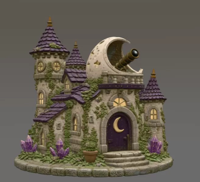 Enchanted Moon Observatory STL File for 3D Print - Model preview 3