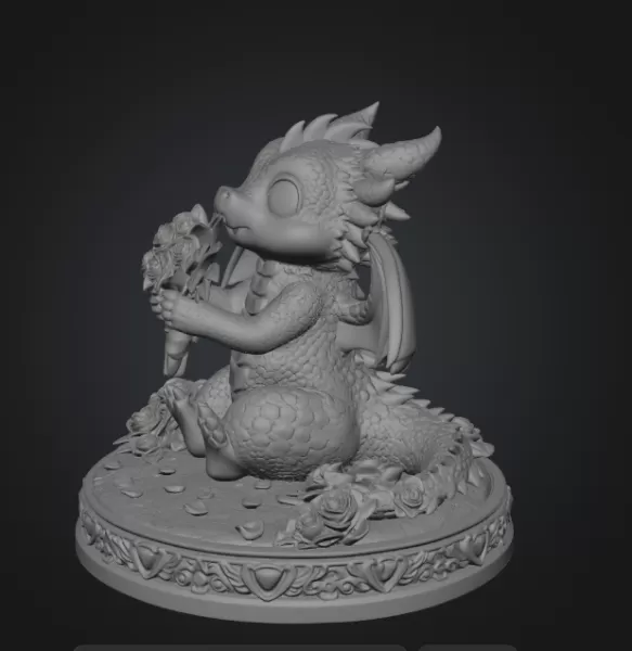 Romantic Dragon STL File for 3D Print - Model preview 9