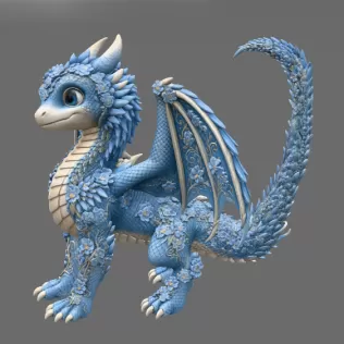 Azure Blossom Dragon STL File for 3D Print - Model thumbnail 7