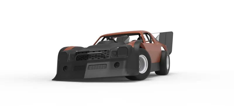 Vintage Dirt late model Race car V4 while turning Scale 1:25 - Model preview 6