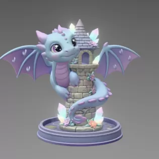 Tower Dragon Key or Jewelry Holder STL File for 3D Print - Model thumbnail 10