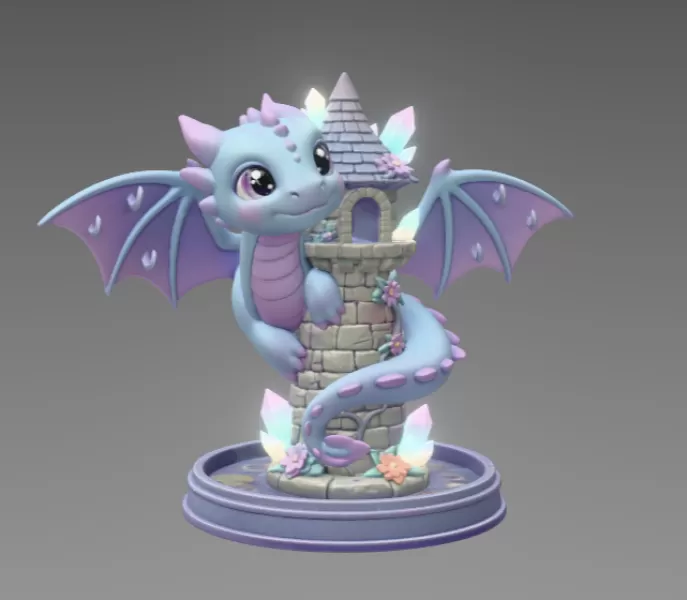 Tower Dragon Key or Jewelry Holder STL File for 3D Print - Model preview 10