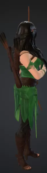 Amazone mit bogen in einem kleid - Model preview 4