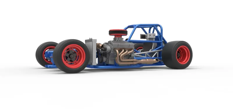 Supermodified front engine race car Base Version 4 Scale 1:25 - Model preview 2