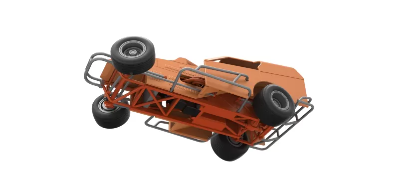 Vintage Dirt Modified stock car Version 3 while turning 1:25 - Model preview 3