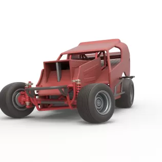 Vintage Dirt Modified stock car Version 4 while turning 1:25 - Model thumbnail 6