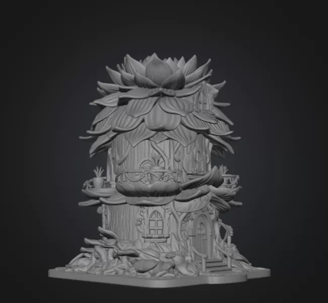 Whimsical Blossom Cottage STL File for 3D Printing - Model preview 11